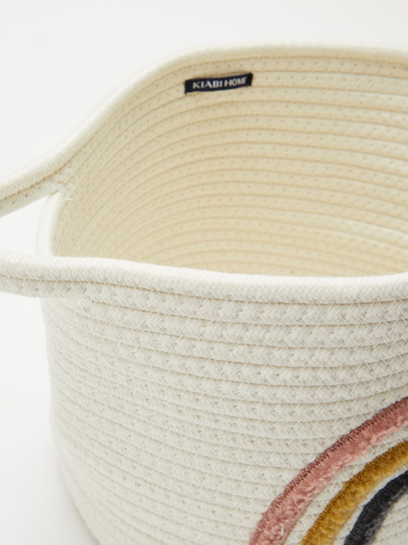 Panier rond en corde 'Arc-en-ciel' Rose - Kiabi
