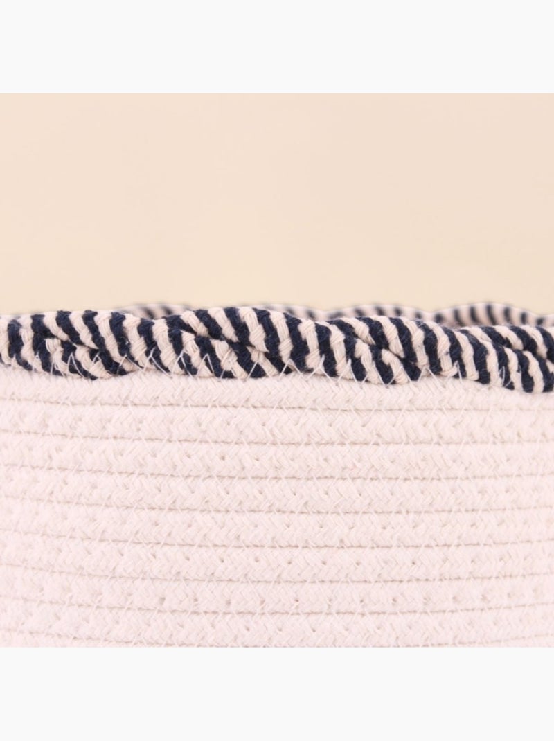 Panier rond en corde de coton finition vague 27x24cm Beige - Kiabi