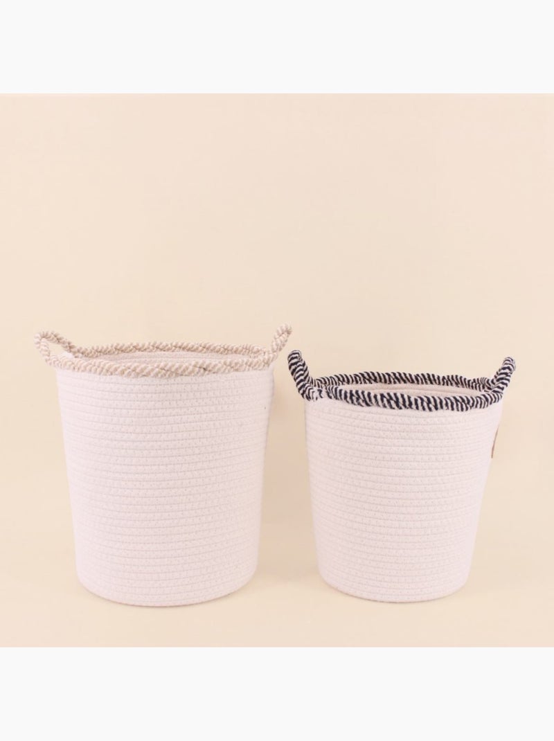 Panier rond en corde de coton finition vague 27x24cm Beige - Kiabi