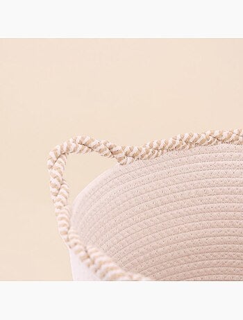 Panier rond en corde de coton finition vague 30x28cm
