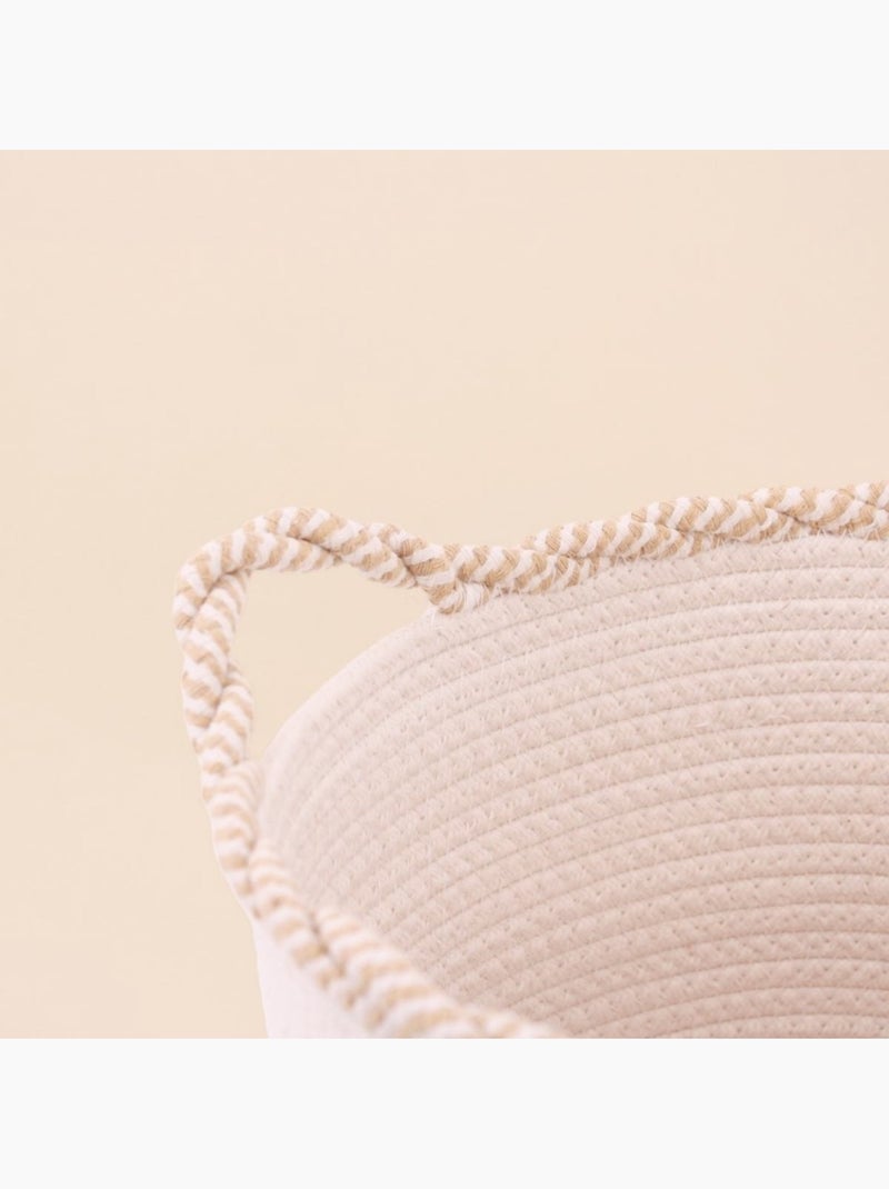 Panier rond en corde de coton finition vague 30x28cm Beige - Kiabi