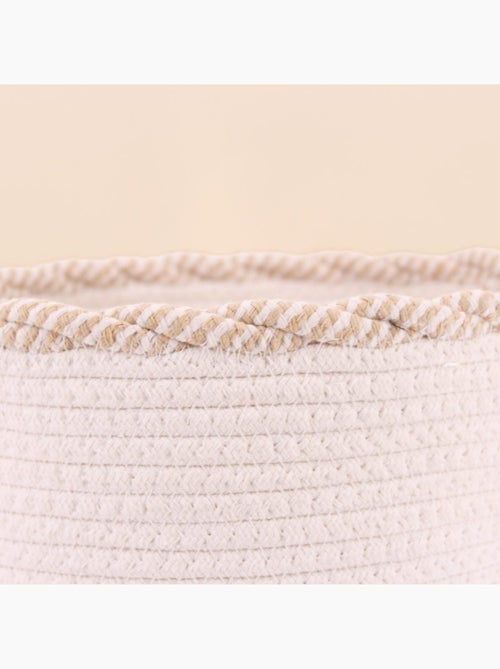 Panier rond en corde de coton finition vague 30x28cm - Kiabi Panier rond en corde de coton finition vague 30x28cm - Kiabi