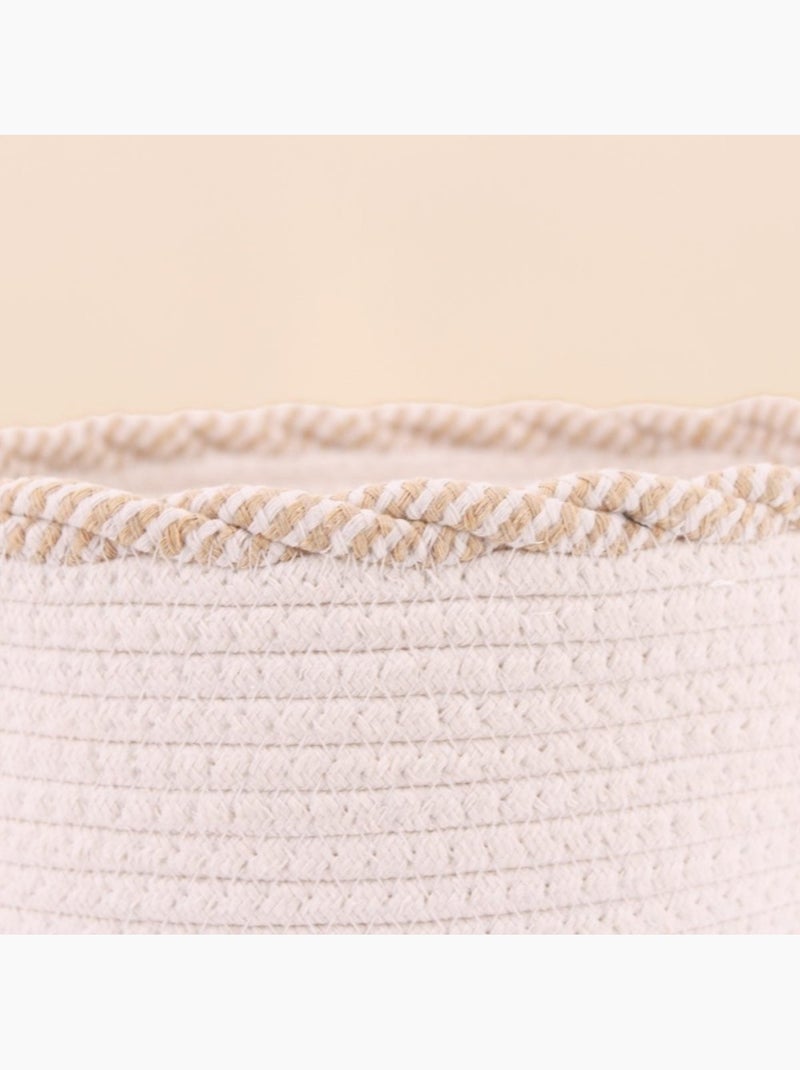 Panier rond en corde de coton finition vague 30x28cm Beige - Kiabi