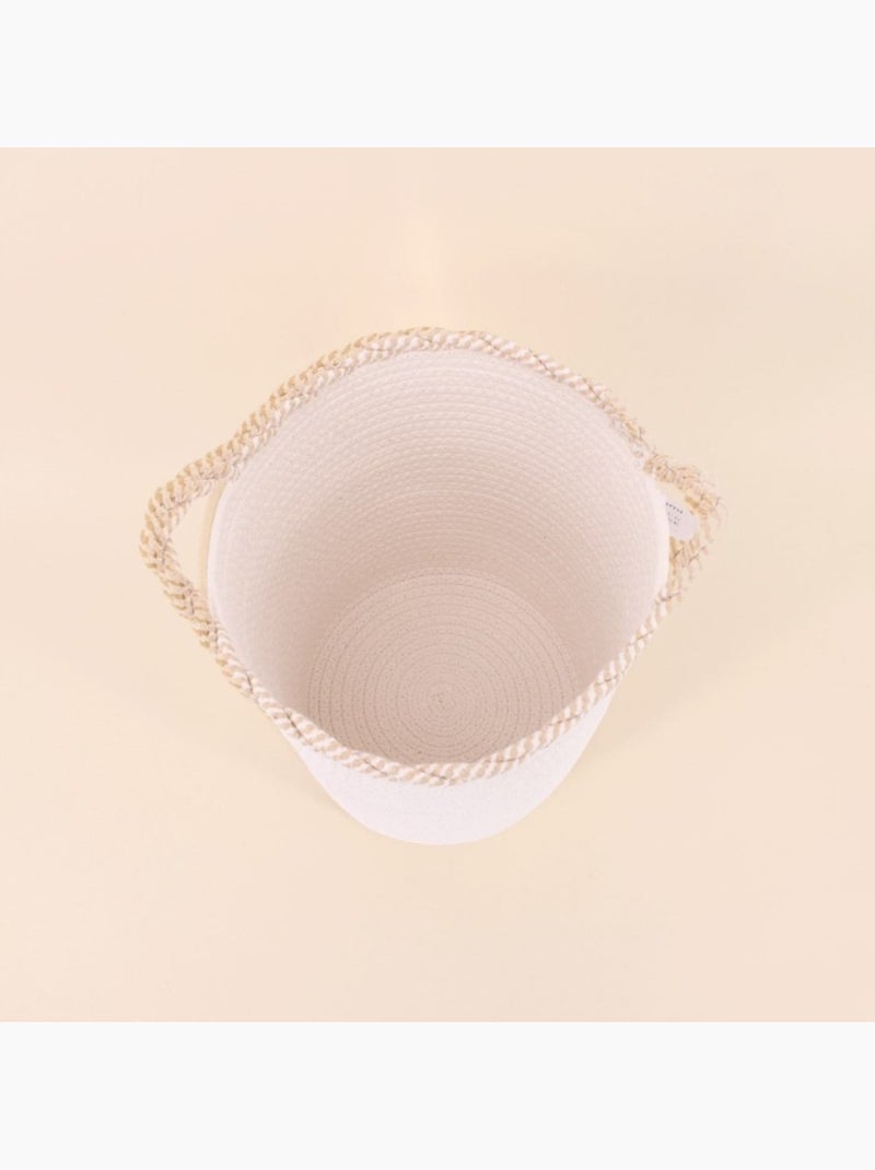 Panier rond en corde de coton finition vague 30x28cm Beige - Kiabi