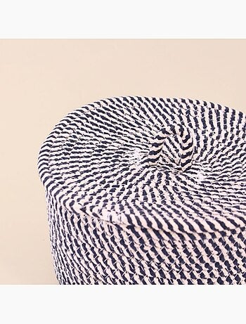 Panier rond en corde de coton noir et blanc 10x16cm