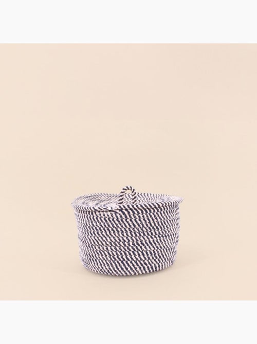 Panier rond en corde de coton noir et blanc 10x16cm - Kiabi