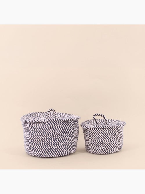 Panier rond en corde de coton noir et blanc 10x16cm - Kiabi