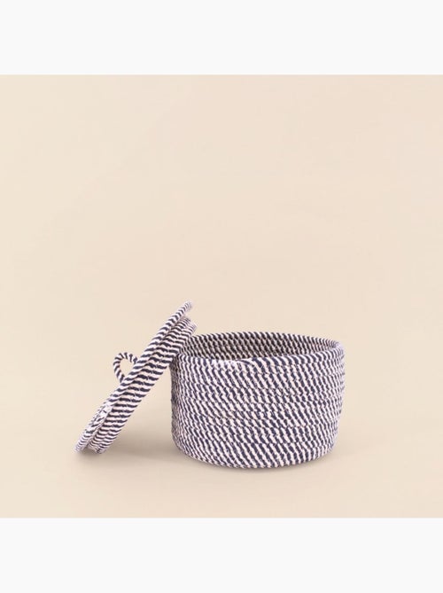 Panier rond en corde de coton noir et blanc 10x16cm - Kiabi