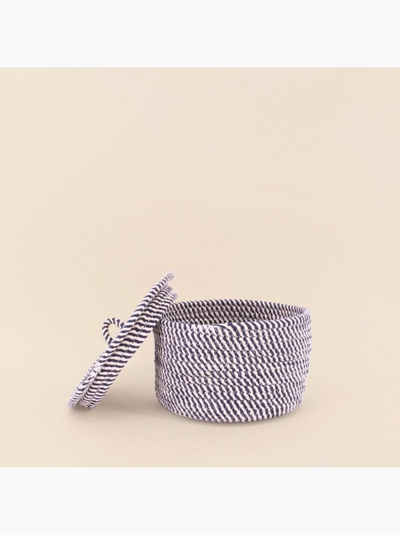 Panier rond en corde de coton noir et blanc 10x16cm Noir - Kiabi