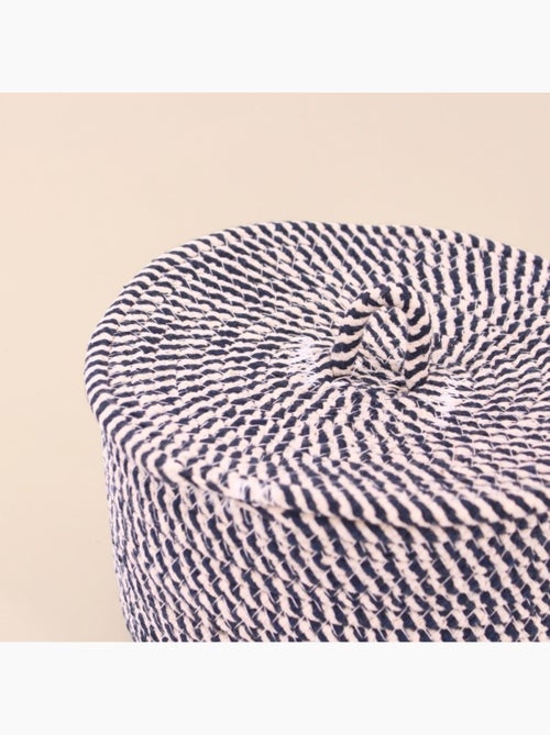 Panier rond en corde de coton noir et blanc 10x16cm - Kiabi