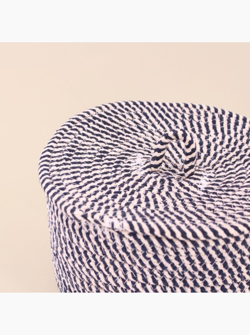 Panier rond en corde de coton noir et blanc 10x16cm Noir - Kiabi