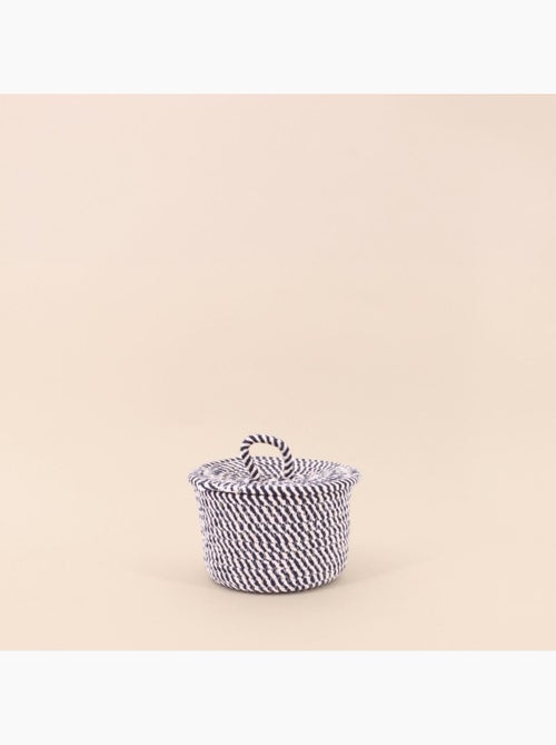 Panier rond en corde de coton noir et blanc 13x20cm - Kiabi Panier rond en corde de coton noir et blanc 13x20cm - Kiabi