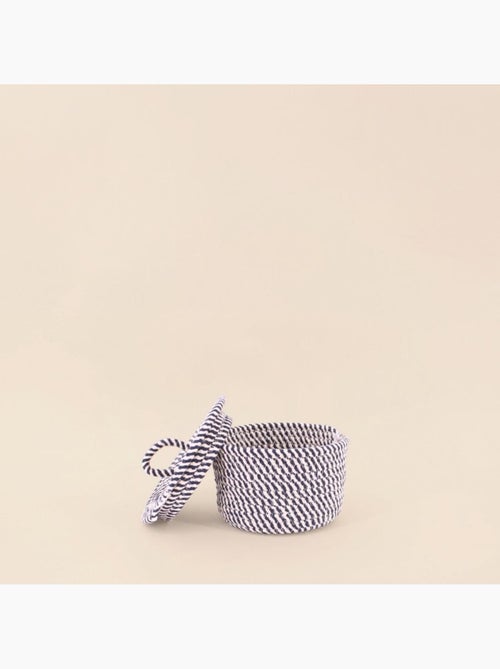 Panier rond en corde de coton noir et blanc 13x20cm - Kiabi Panier rond en corde de coton noir et blanc 13x20cm - Kiabi