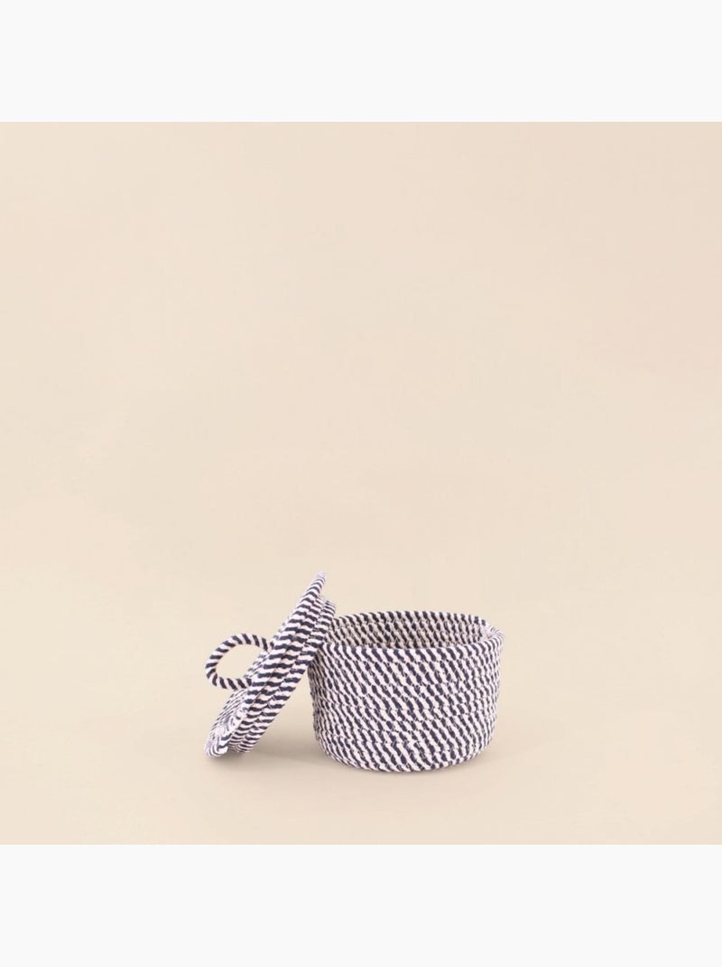 Panier rond en corde de coton noir et blanc 13x20cm Noir - Kiabi