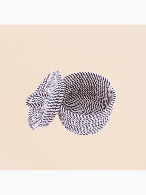 Panier rond en corde de coton noir et blanc 13x20cm - Kiabi Panier rond en corde de coton noir et blanc 13x20cm - Kiabi