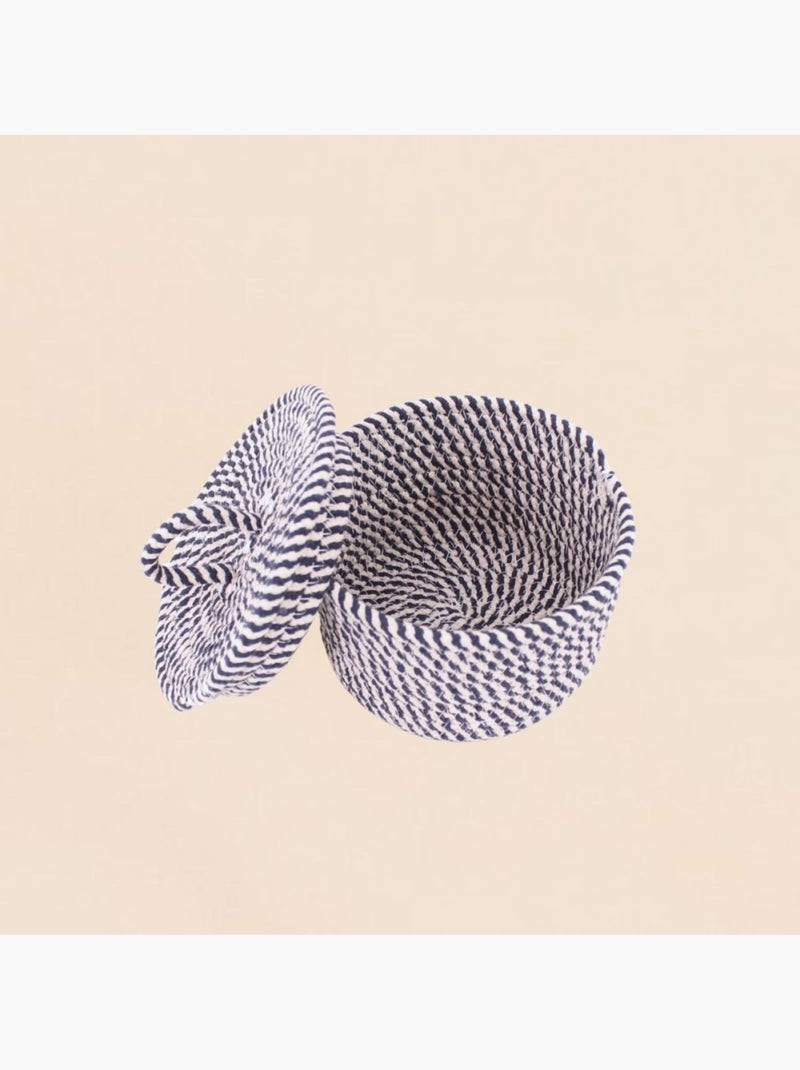 Panier rond en corde de coton noir et blanc 13x20cm Noir - Kiabi