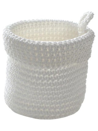 Panier Rond Maille Crochet Blanc 12x10cm