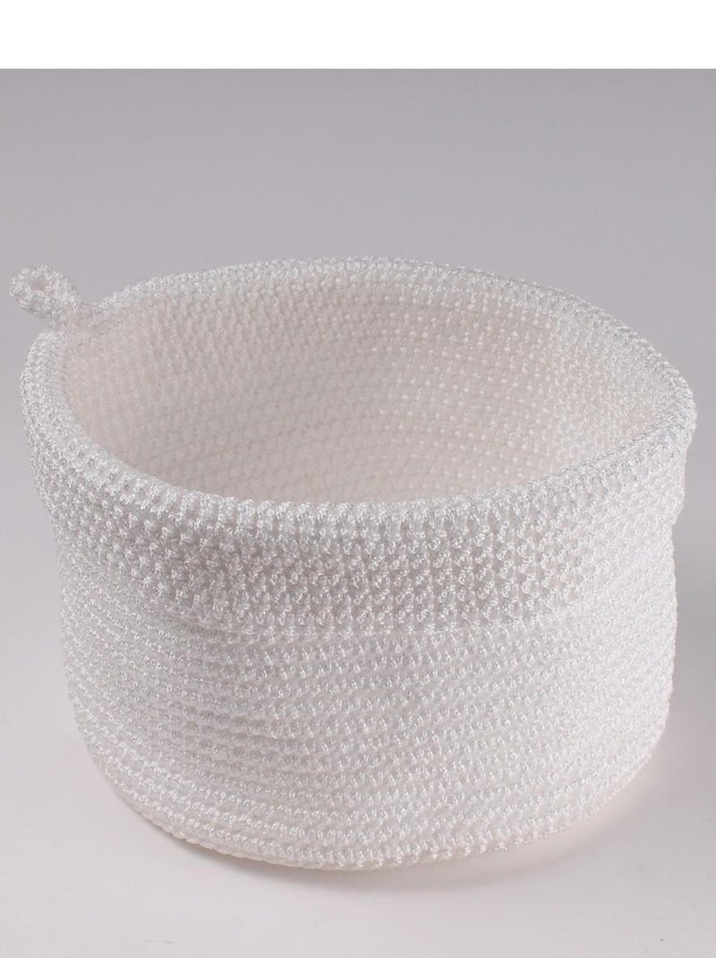 Panier Rond Maille Crochet Blanc Grand Modèle Blanc - Kiabi