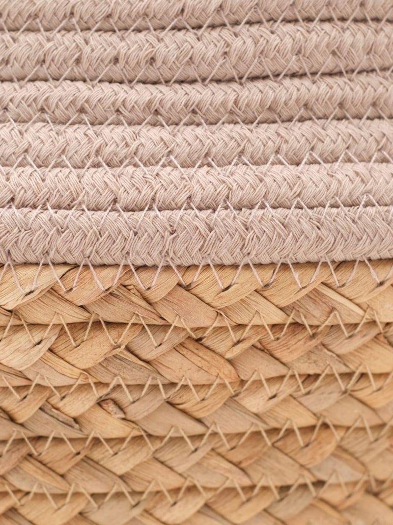 Panier rond tressé coton uni LA FACTORY Beige - Kiabi