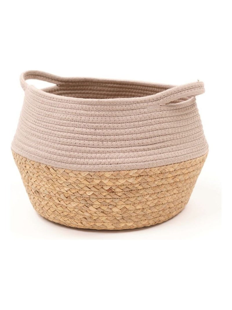 Panier rond tressé coton uni LA FACTORY Beige - Kiabi