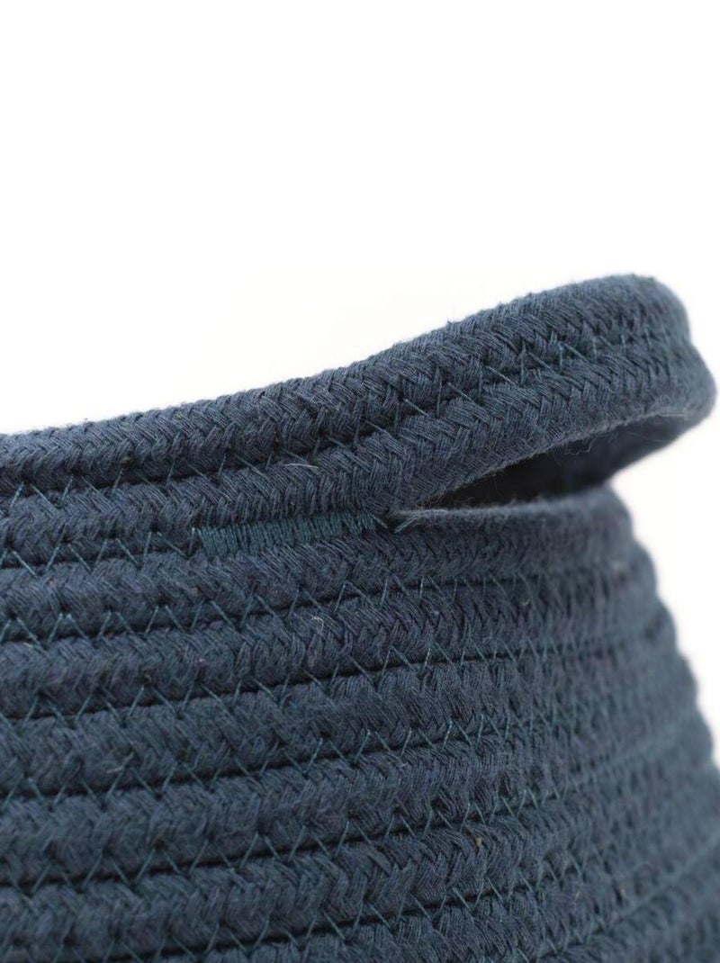 Panier rond tressé coton uni LA FACTORY Bleu - Kiabi