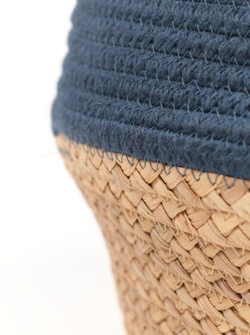 Panier rond tressé coton uni LA FACTORY Bleu - Kiabi