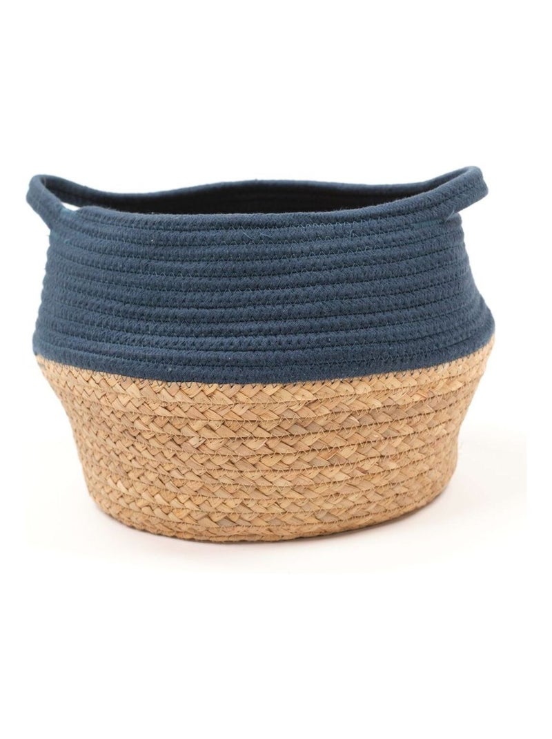 Panier rond tressé coton uni LA FACTORY Bleu - Kiabi