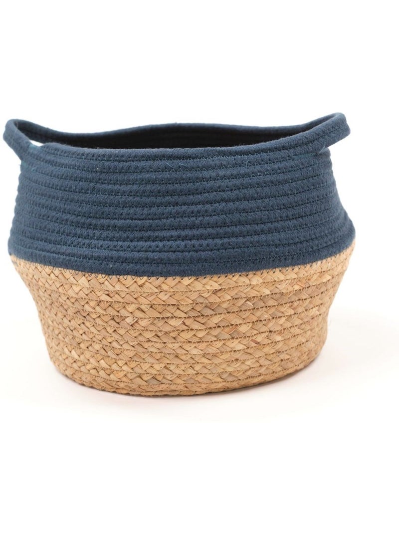 Panier rond tressé coton uni LA FACTORY Bleu - Kiabi