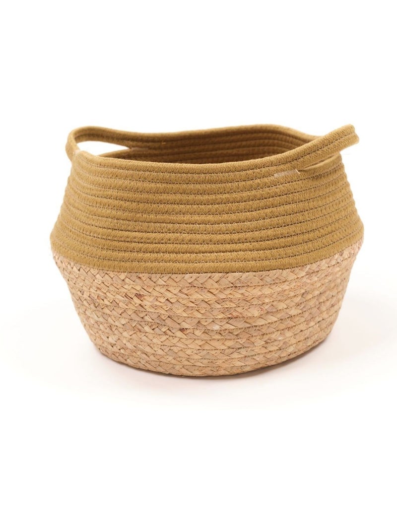 Panier rond tressé coton uni LA FACTORY Bronze - Kiabi