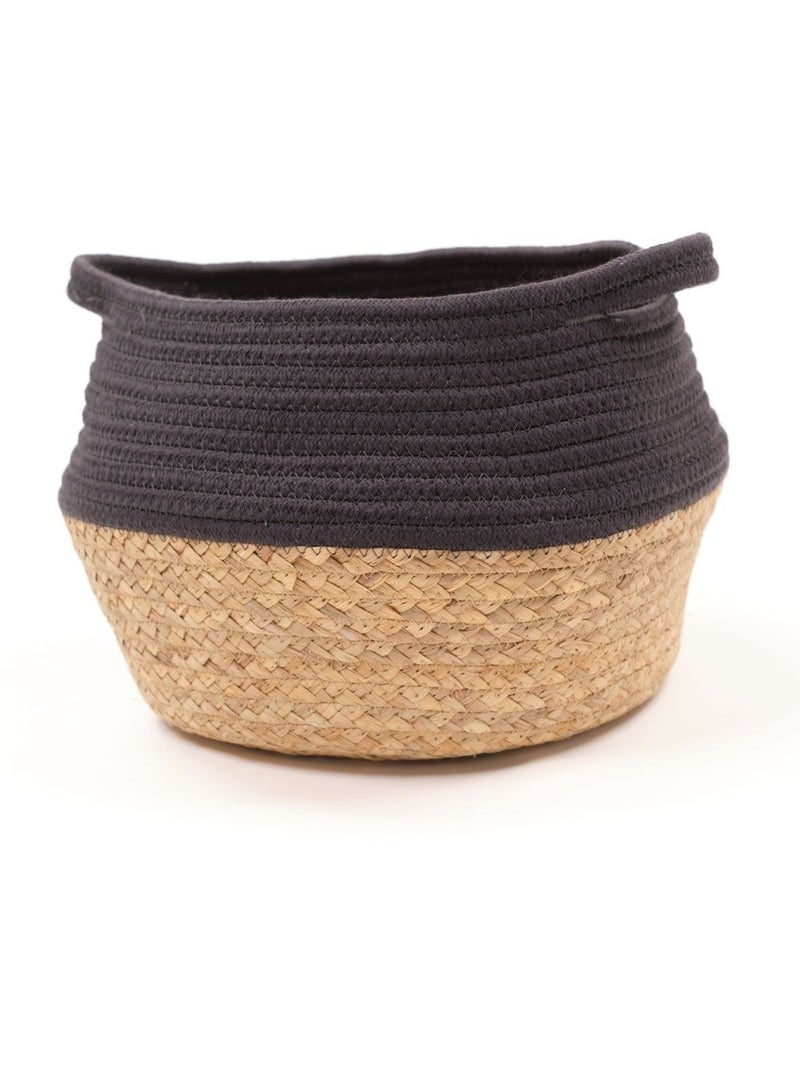 Panier rond tressé coton uni LA FACTORY gris anthracite - Kiabi