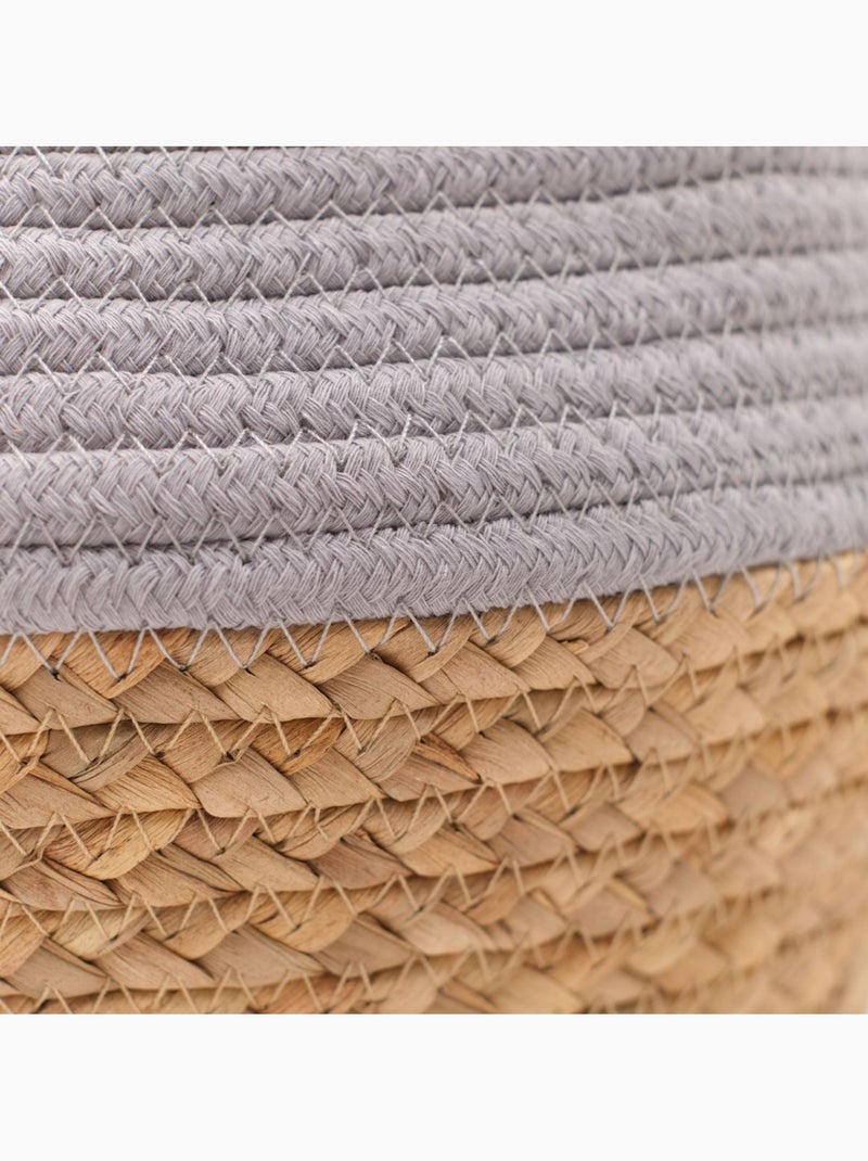 Panier rond tressé coton uni LA FACTORY Gris clair - Kiabi