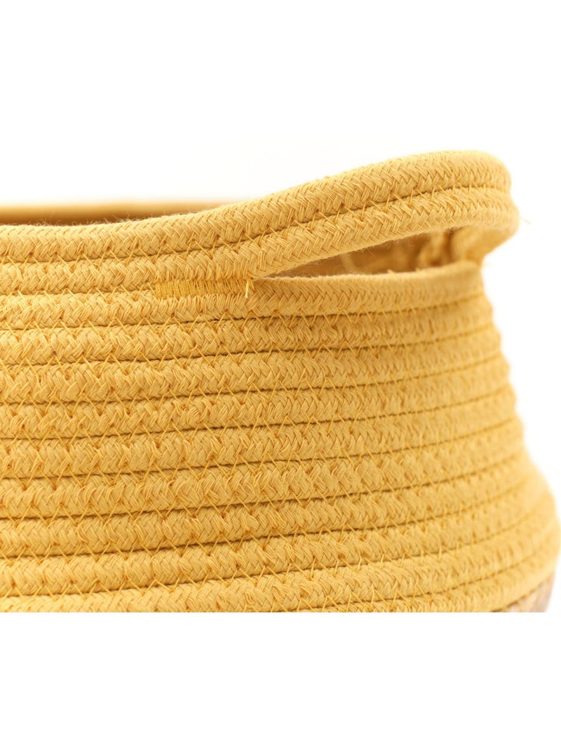 Panier rond tressé coton uni LA FACTORY Jaune - Kiabi