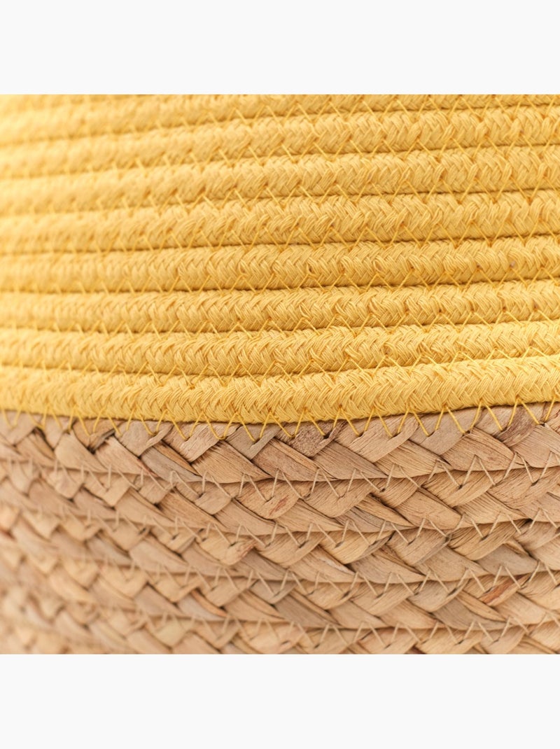 Panier rond tressé coton uni LA FACTORY Jaune - Kiabi