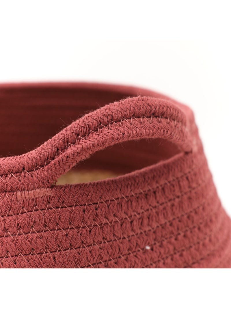 Panier rond tressé coton uni LA FACTORY Rouge brique - Kiabi