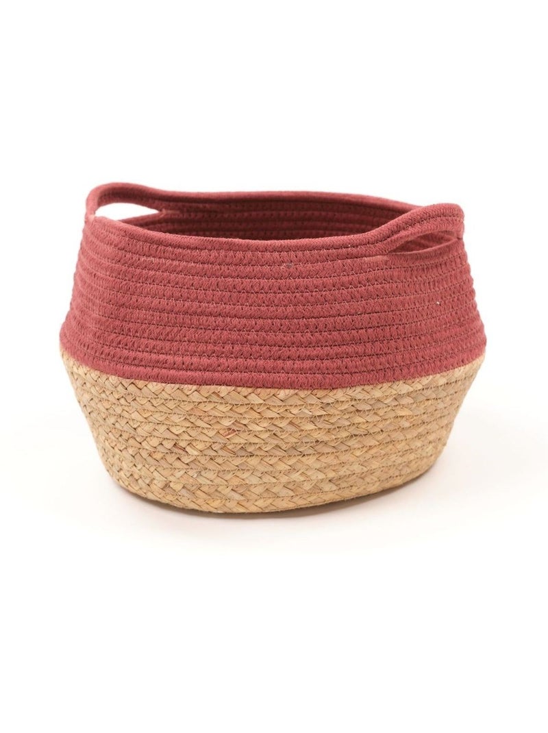 Panier rond tressé coton uni LA FACTORY Rouge brique - Kiabi