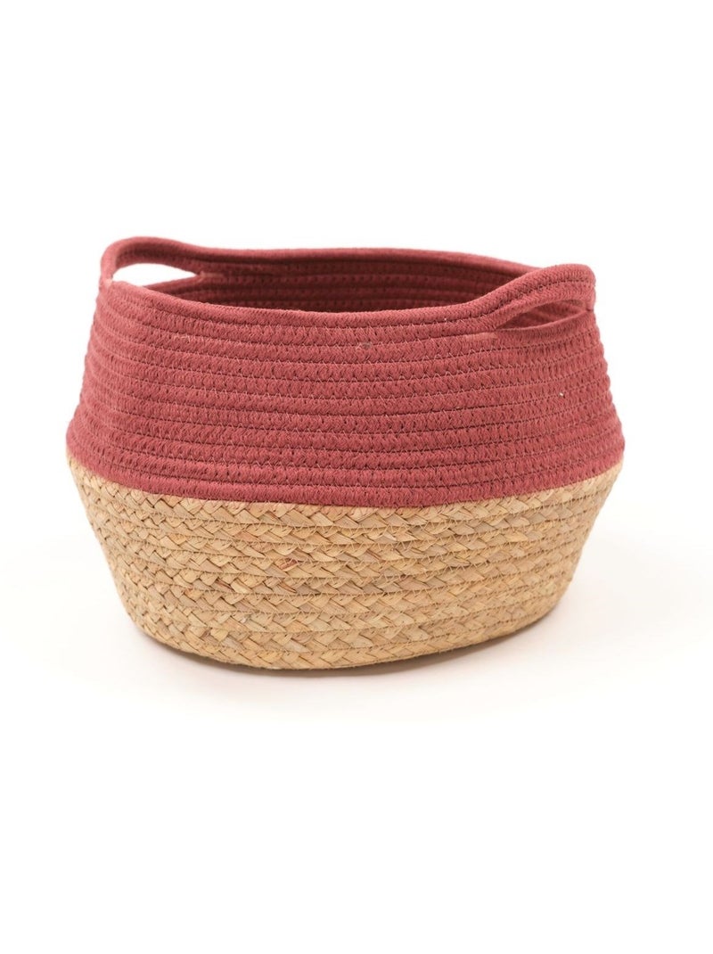 Panier rond tressé coton uni LA FACTORY Rouge brique - Kiabi