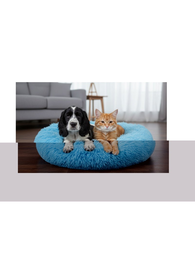 Panier rond ultra doux Krem Bleu clair - Kiabi