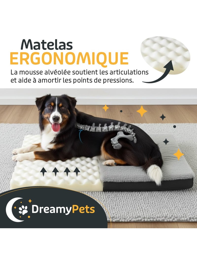 Panier / Tapis pour Chien - Coussin Imperméable - Matelas Déhoussable - Ergonomique Gris - Kiabi