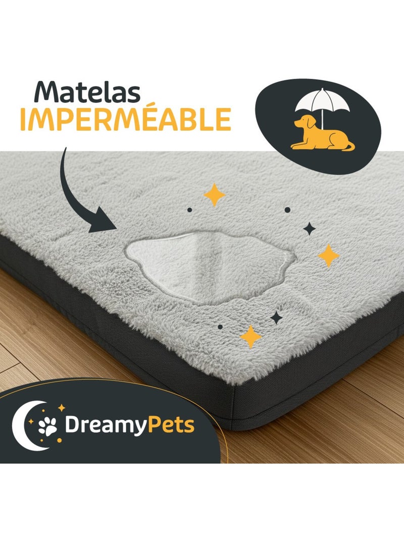 Panier / Tapis pour Chien - Coussin Imperméable - Matelas Déhoussable - Ergonomique Gris - Kiabi