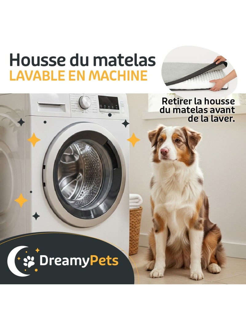 Panier / Tapis pour Chien - Coussin Imperméable - Matelas Déhoussable - Ergonomique Gris - Kiabi