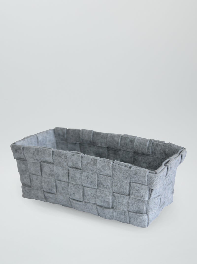 Panier tressé en feutre gris - Kiabi