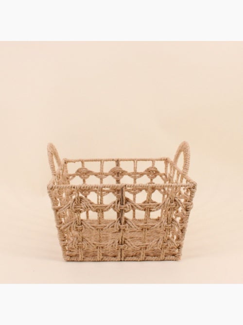 Panier tressé naturel avec poignées 30x30cm - Kiabi