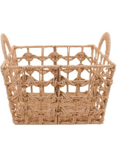 Panier tressé naturel avec poignées 30x30cm - Kiabi