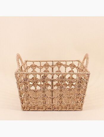 Panier tressé naturel avec poignées 35x35cm