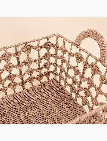Panier tressé naturel avec poignées 35x35cm