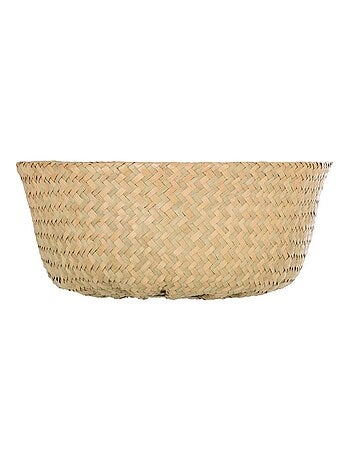 Panier tressé seagrass pli pompons