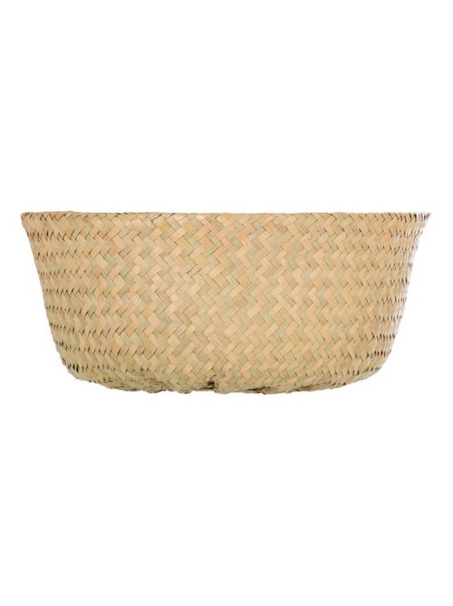 Panier tressé seagrass pli pompons - Kiabi