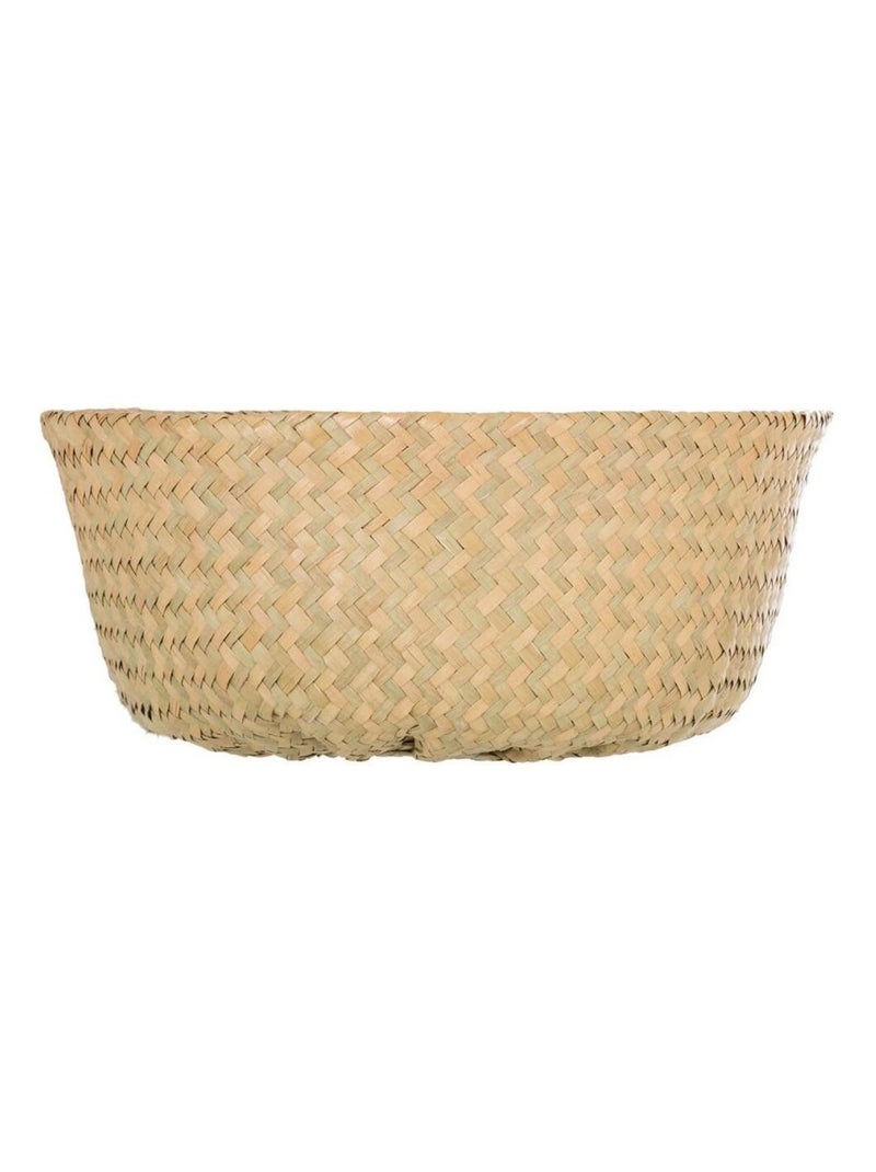 Panier tressé seagrass pli pompons Beige - Kiabi