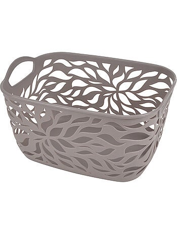 Paniere corbeille motif vegetal taupe