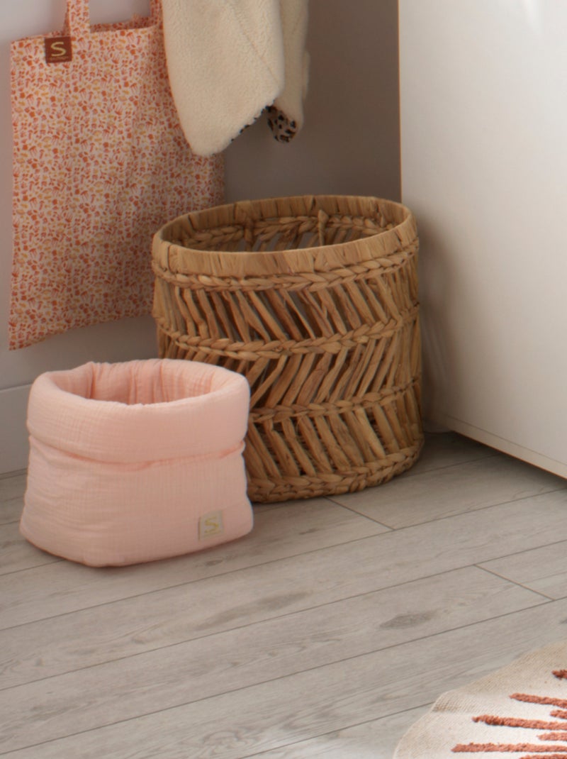 Panière de rangement en double gaze de coton - SAUTHON Rose - Kiabi